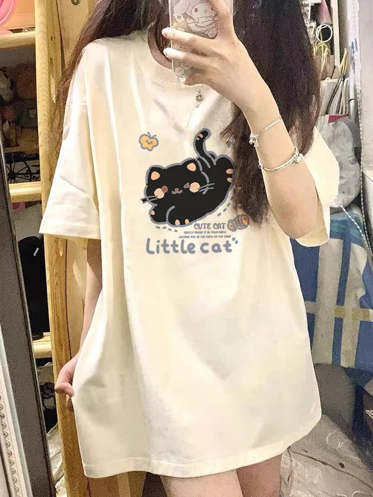 

Футболки с коротким рукавом женские ретро корейские эстетичные повседневные свободные посадки удобные графические дышащие повседневные уличные модные футболки