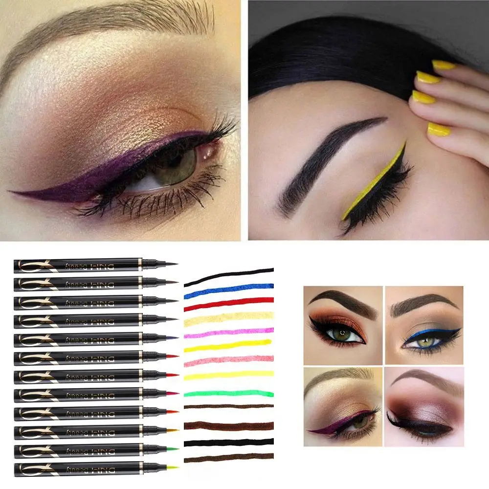 Eyeliner warna tahan lama, Makeup Mata Super halus berpigmen tinggi warna-warni untuk profesional