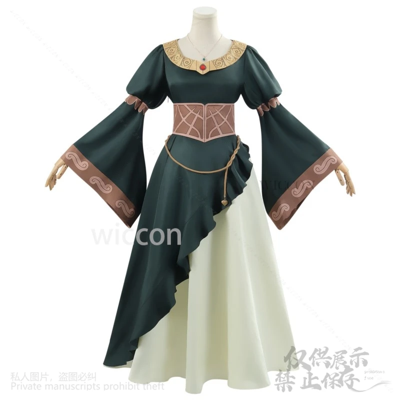 Anime Movie Anime Rohirrim Rings Hera Green Dress Costume and Lolita Red Wig For Woman Girl Halloween Christmas Cos Customized