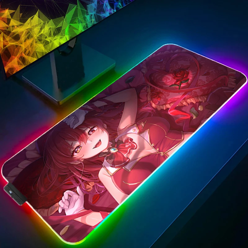 

RGB Large Mouse pad H-hololive Houshou Marine pc speed For e-sports players 800x300 Laptop Computer Keyboard LED xxl mousepad