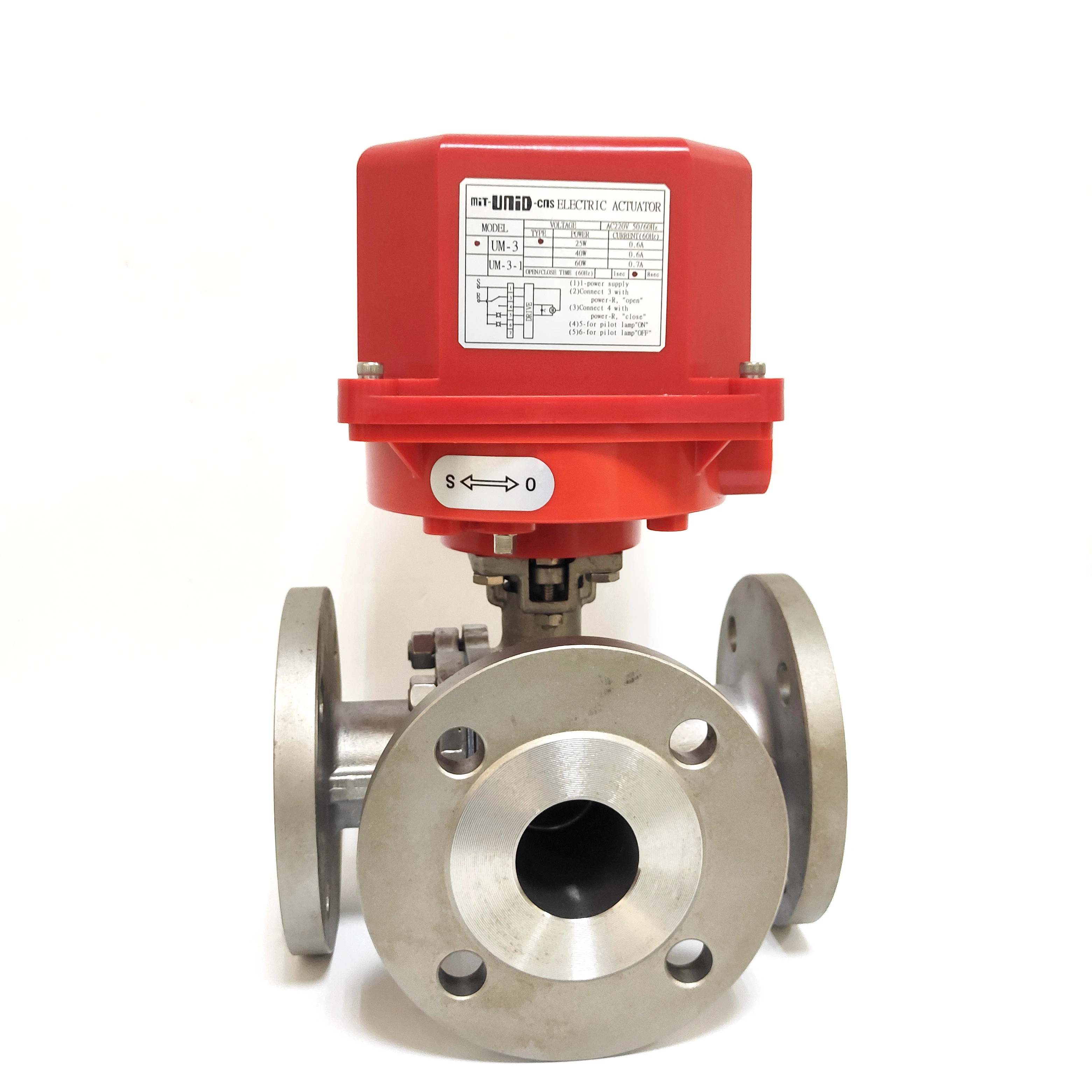 

DN50 2" 24V 220V 380V Stainless Steel Flanged Electric 3-way Valve Motorized Valve