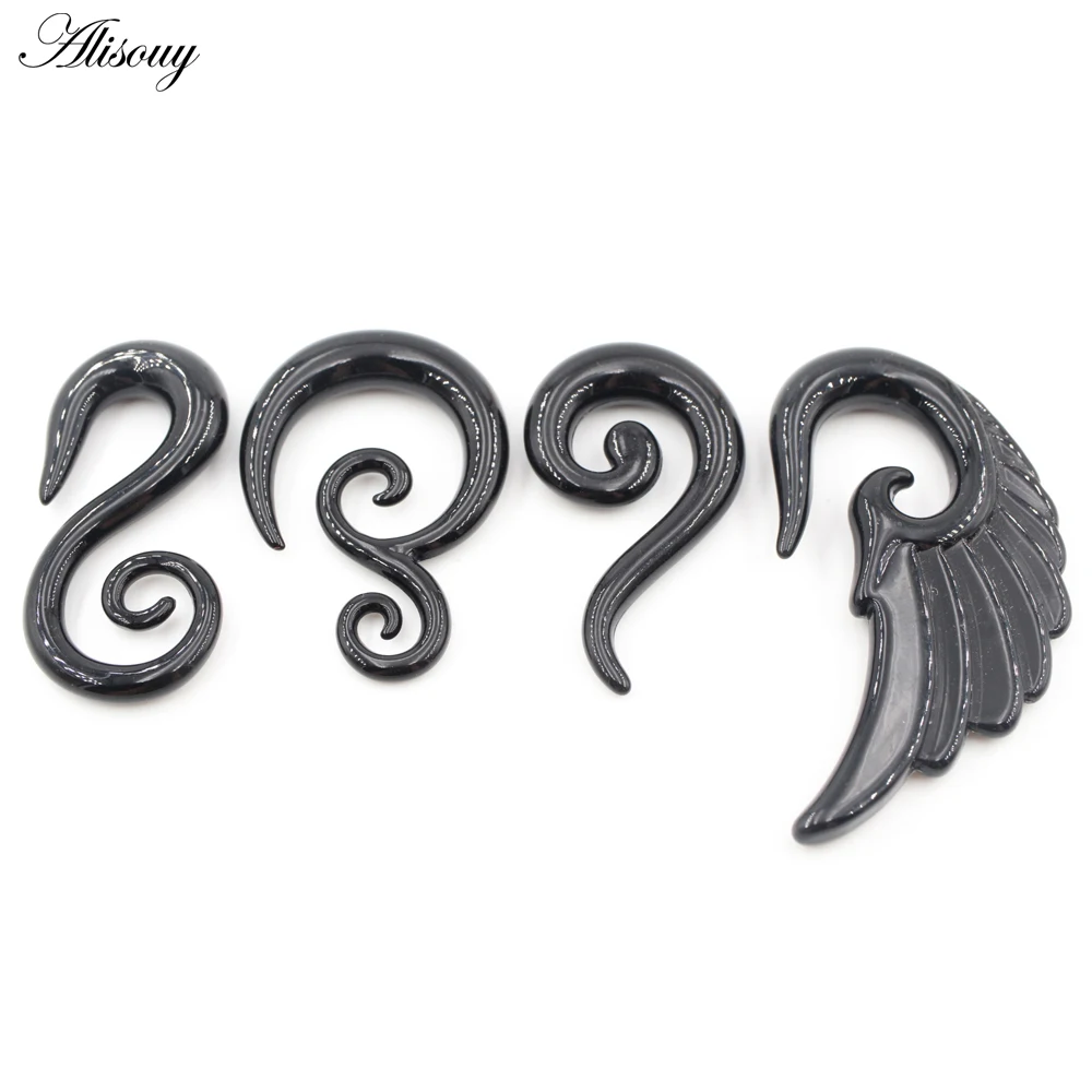 Acrylic Spiral Goat Horn Snail Ear Plugs, 2PCS