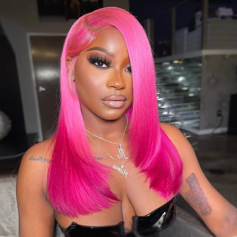 วิกผมสีชมพูอมแดง 13x4 13x6 วิกผมหน้าผากลูกไม้แบบใส HD ผมแท้ 100% วิกผมหน้าผากลูกไม้สีชมพูเข้ม