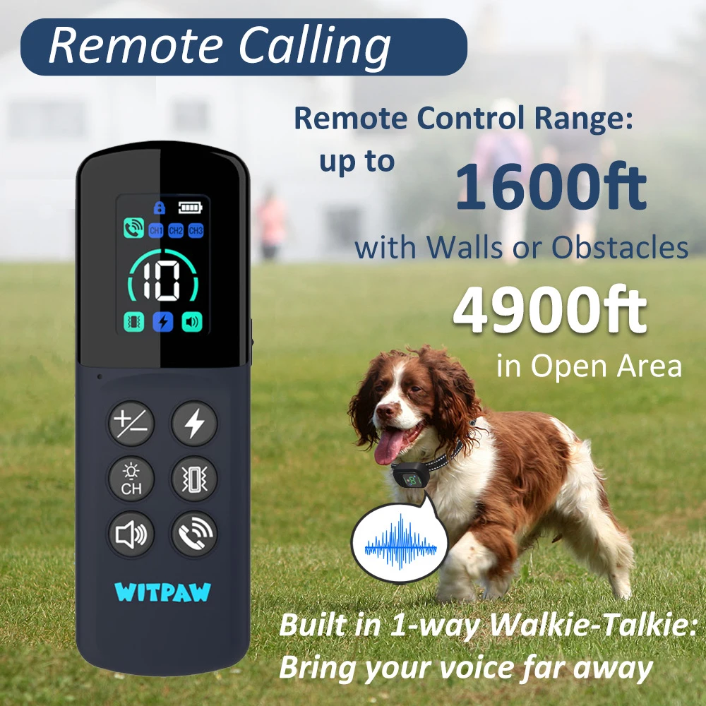 4900FT Long Range Dog Training Collar IP67 Waterproof Rechargeable E-Collar, 4 Adjustable Modes Remote Voice Call for All Dog