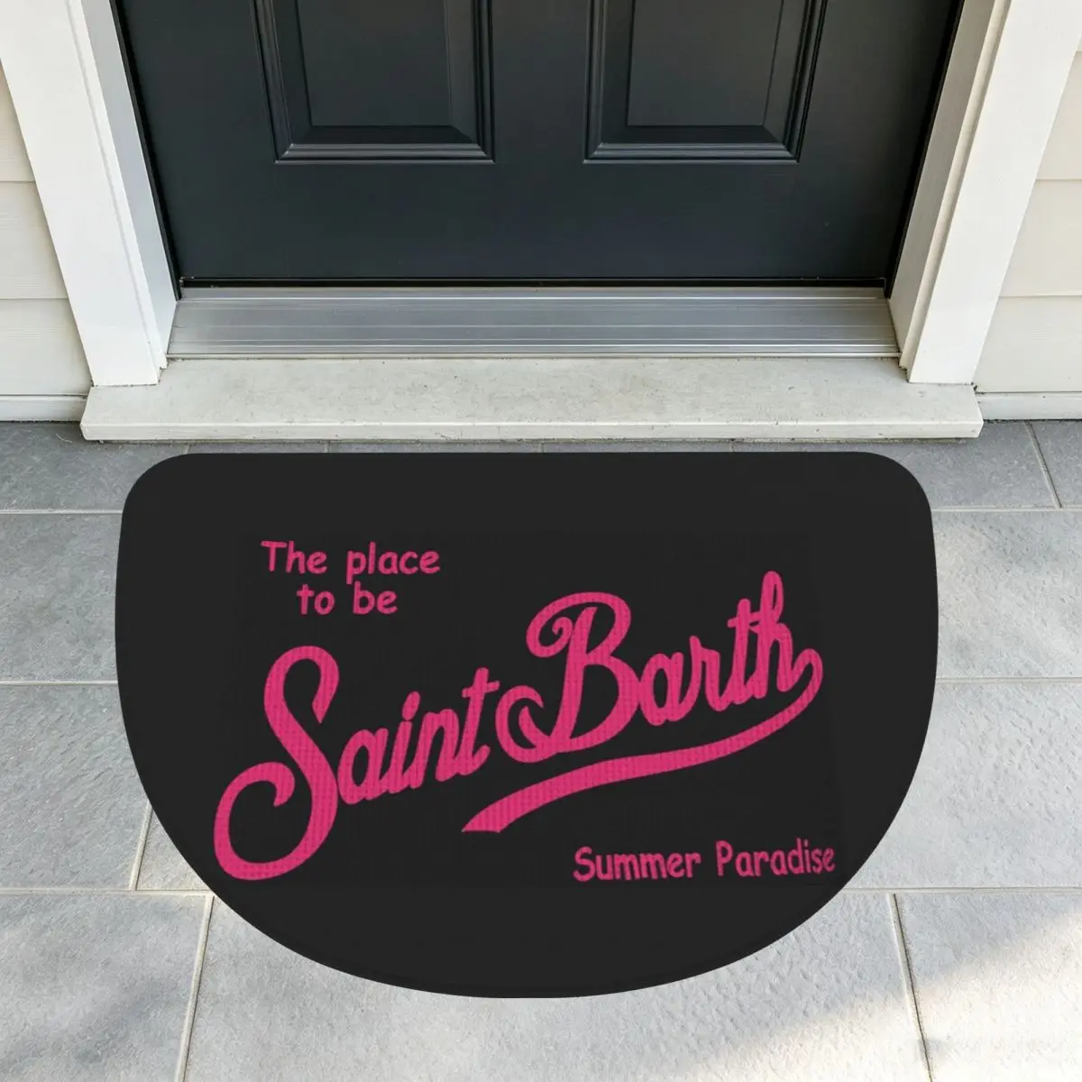 Saint Barth Soft Flannel Half Round Doormat Non Slip Bathroom Mat Absorbent Floor Carpet for Living Room