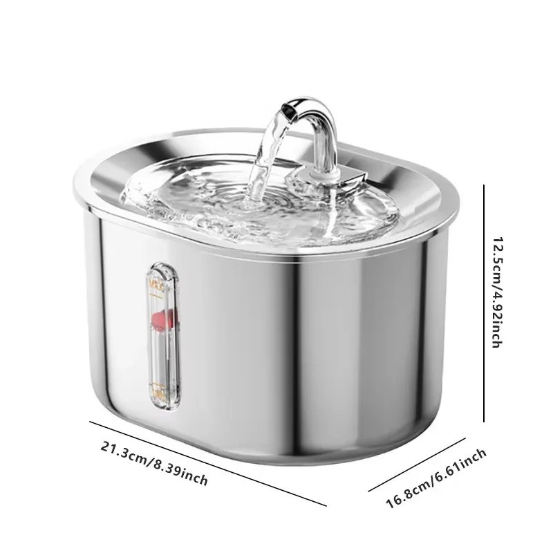 

Pet Automatic 2.5L/85oz Stainless Steel Cat Fountain Ultra Quiet Indoor Water Dispenser Water Level Indicator