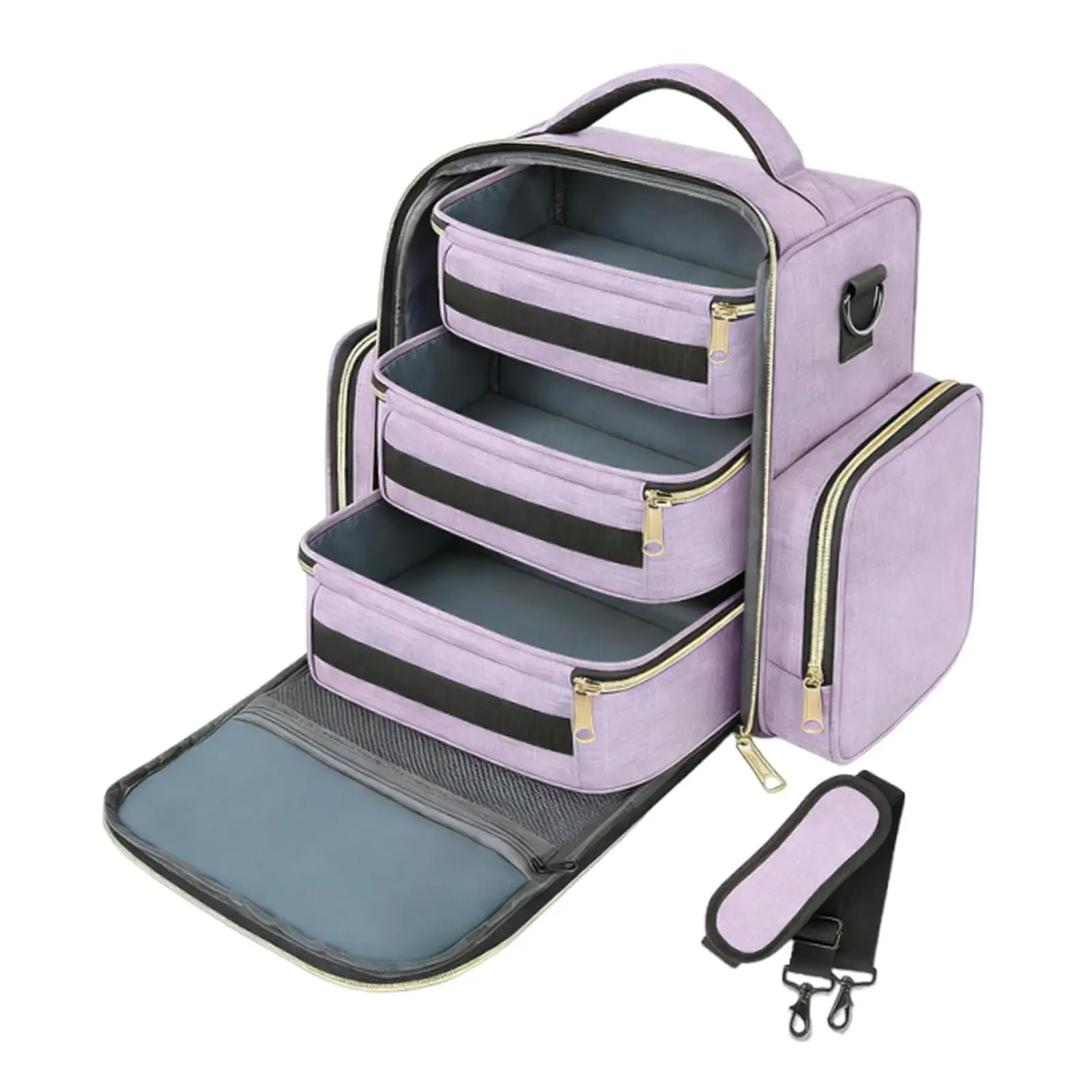 Portable Nail Polish Organizer Case with Removable Pouches Large Capacity Travel Bag for Gel Polish Bottles and Manicure Tools