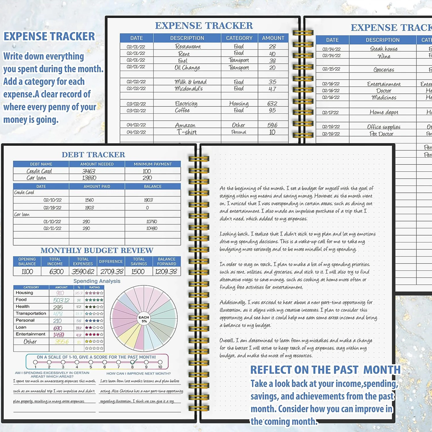 Budget Planner - Monthly Finance Diary with Expense Tracker Notebook to Manage Your Money Effectively, Agenda, Organizeer Office