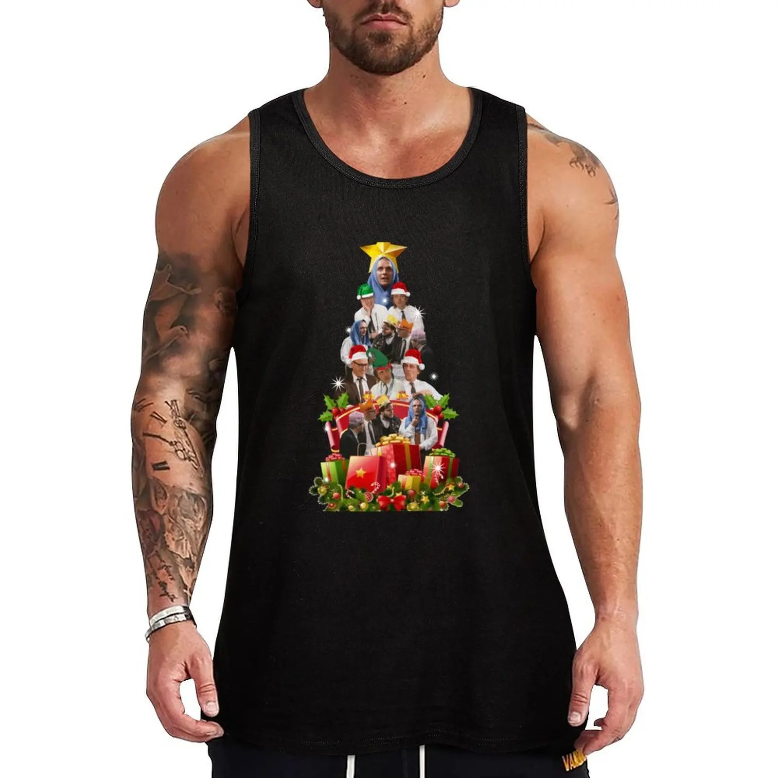 

Bottom Christmas Tree Tank Top Outdoor Work Tank Top Rugged Sleeveless Wear