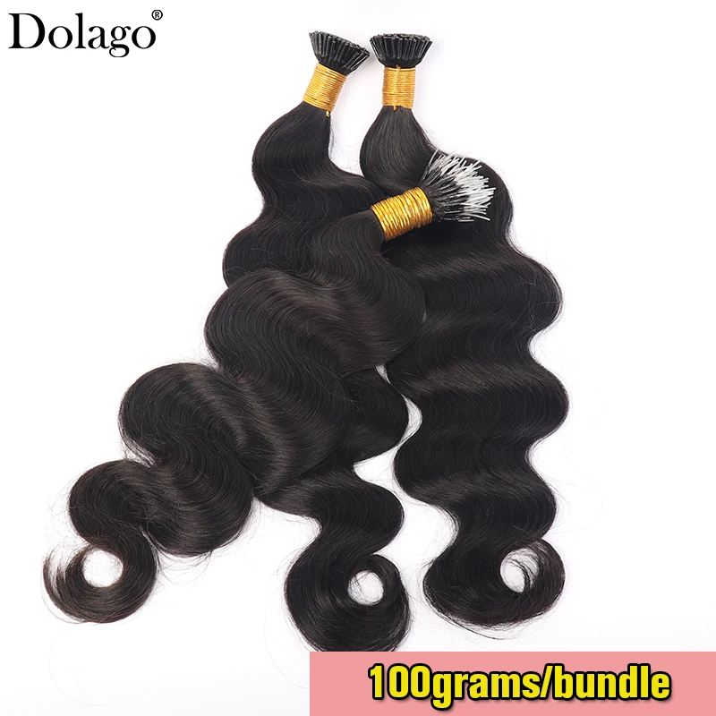 Body Wave I Tips Microlinks Human Hair Extensions For Women Black F Tips Nano Rings Hair Extensions Brazilian Virgin Bulk Hair