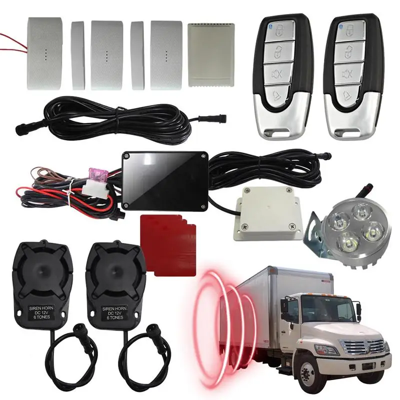 

Universal Car Alarm System Auto Security Alarm Systems With Remote Dual Induction Spotlights Oil Tank Burglar Alarm Kit For