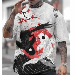 Summer New Beach Street Japanese Ukiyo-e 3D Printed Men's T-shirt Harajuku Fashion Crew Neck Hip-hop Men's Short Sleeve Tee Tops