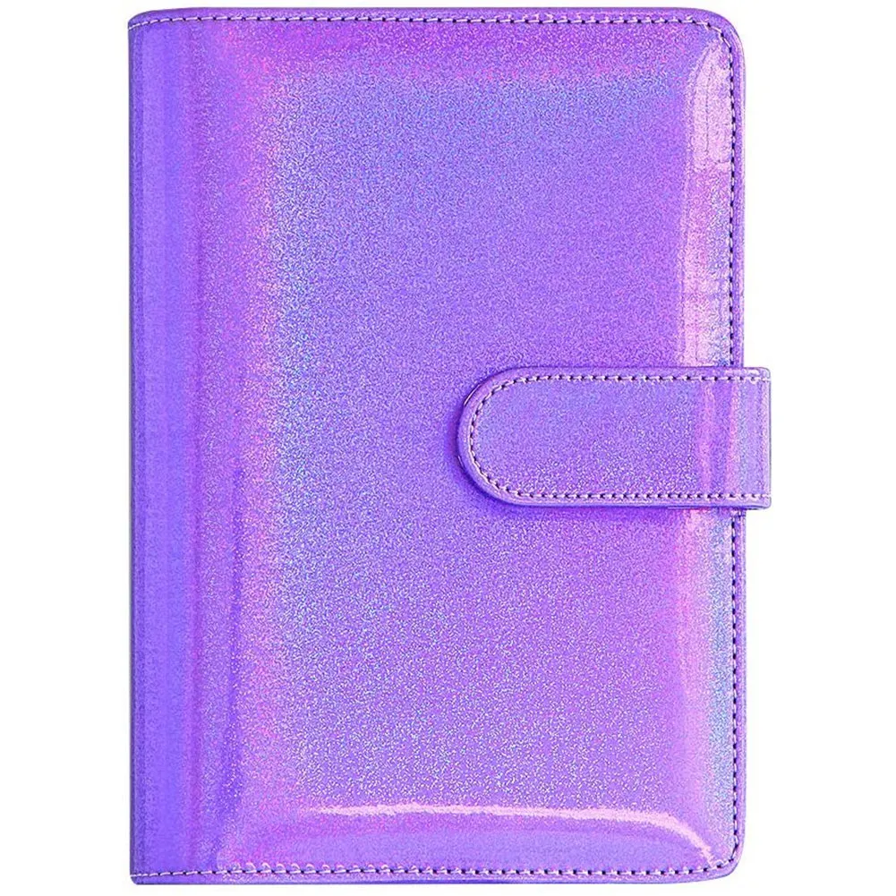 

A6 Pu Leather Notebook Binder Cover,6 Ring A6 Binder Budget Cash Envelopes,Planner Travel Journal Binder Cover,Purple