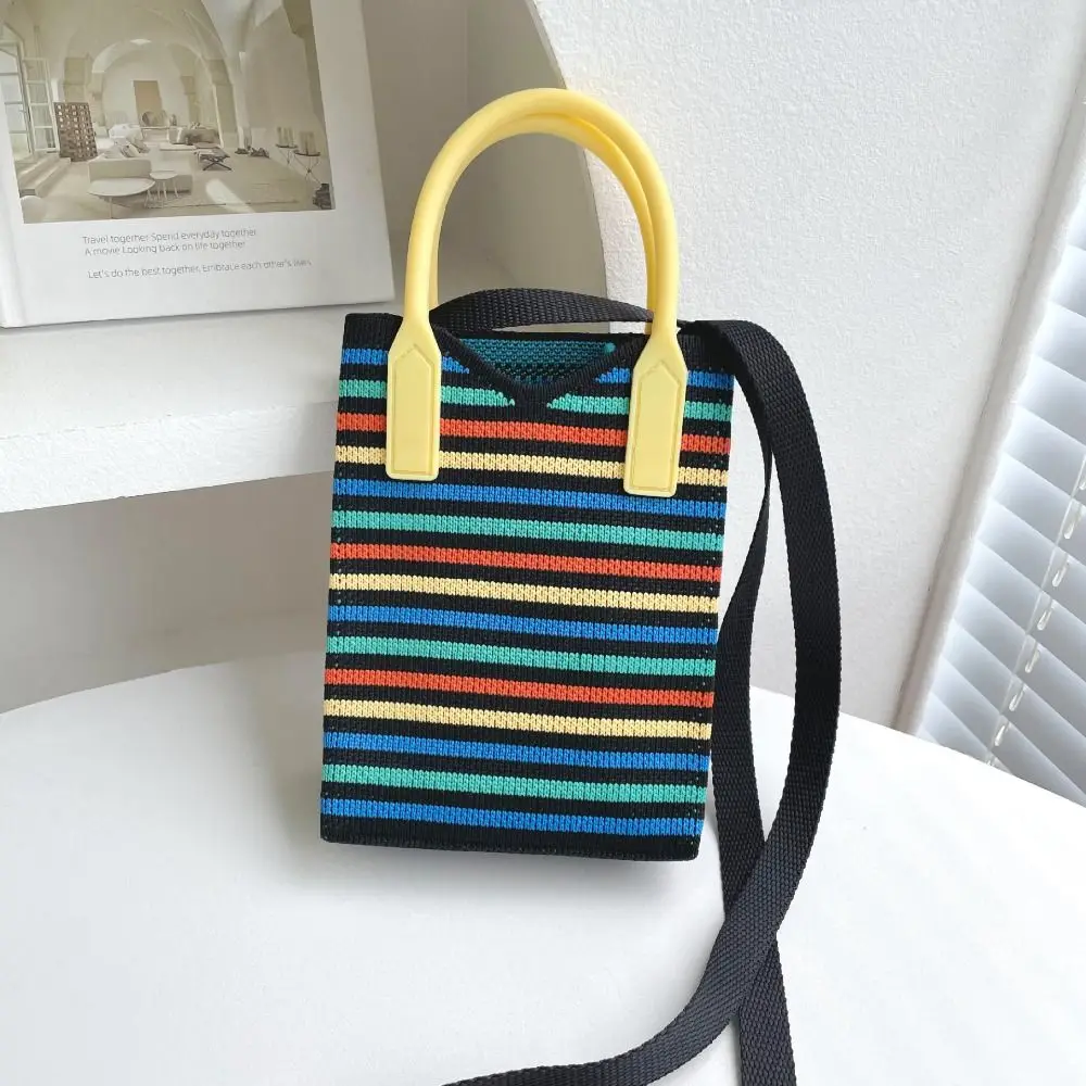 Handmade Knit Handbag Mini Phone Bag Reusable Shopping Bags Knit Knot Wrist Bag Small Shopper Handbag