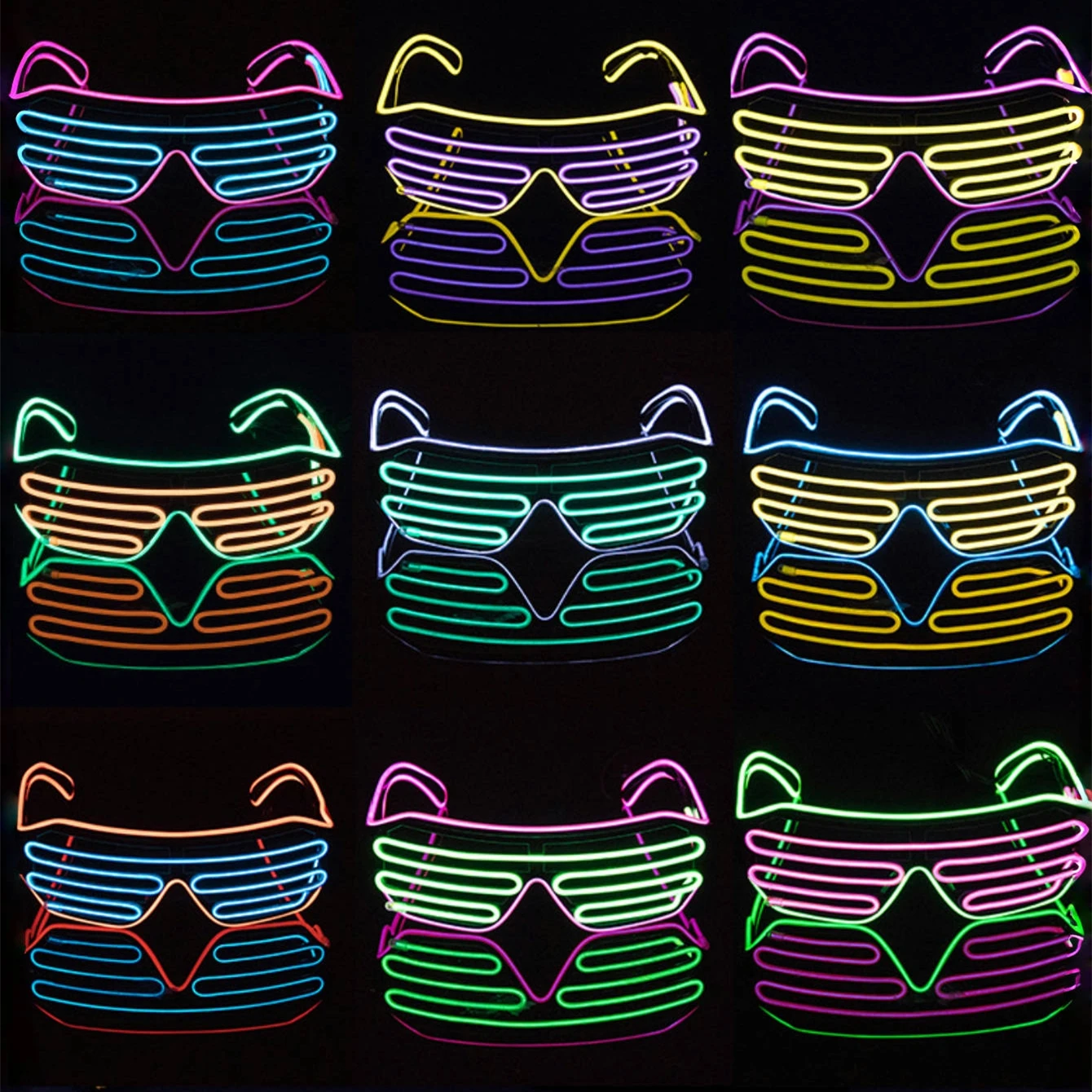 LED luminous glasses bar disco blinds atmosphere props party Cyberpunk sci-fi technology EL glasses glow (without batteries)