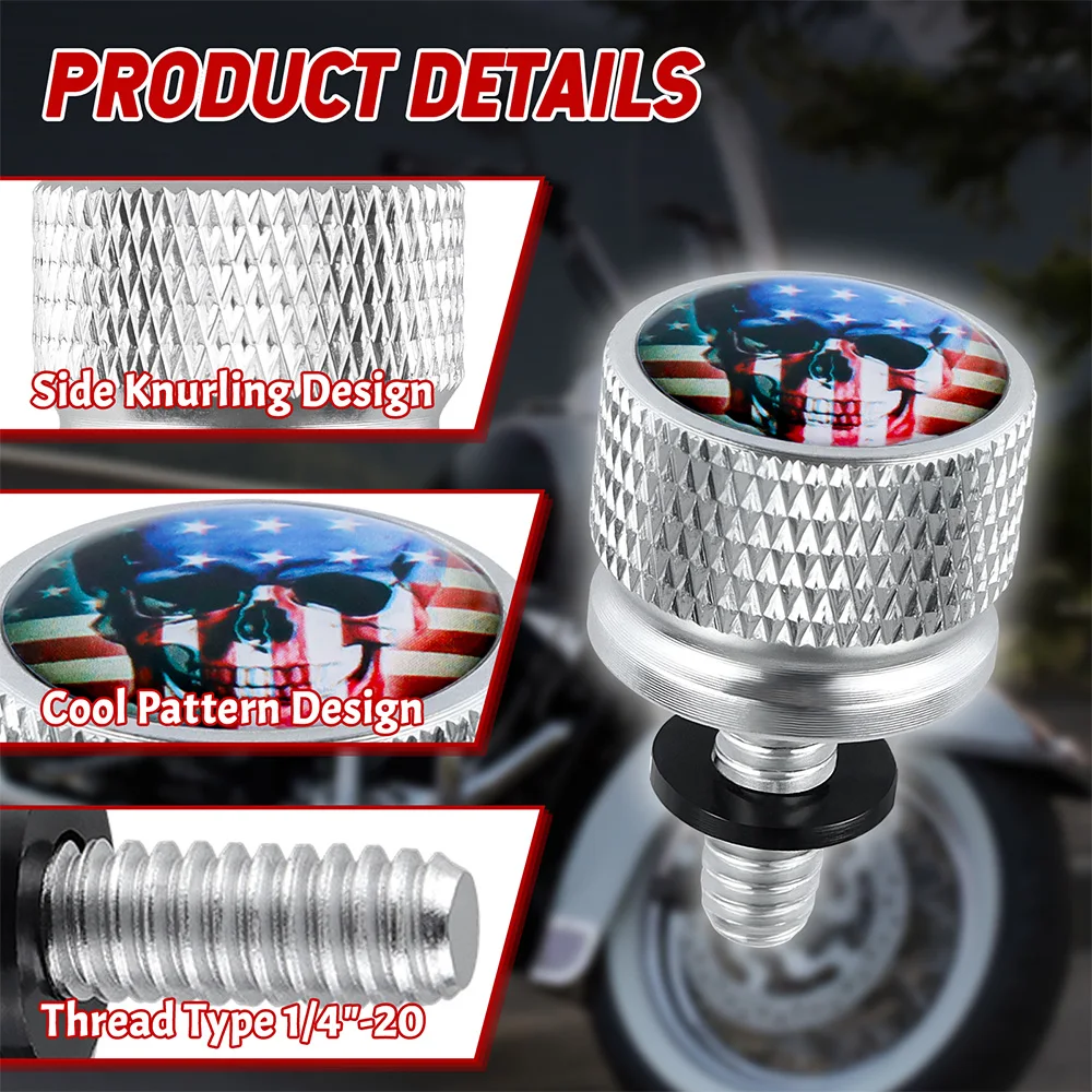 Motorcycle Accessories Rear Fender Seat Bolt Screw American Flag Chrome for Harley Electra Street Glide