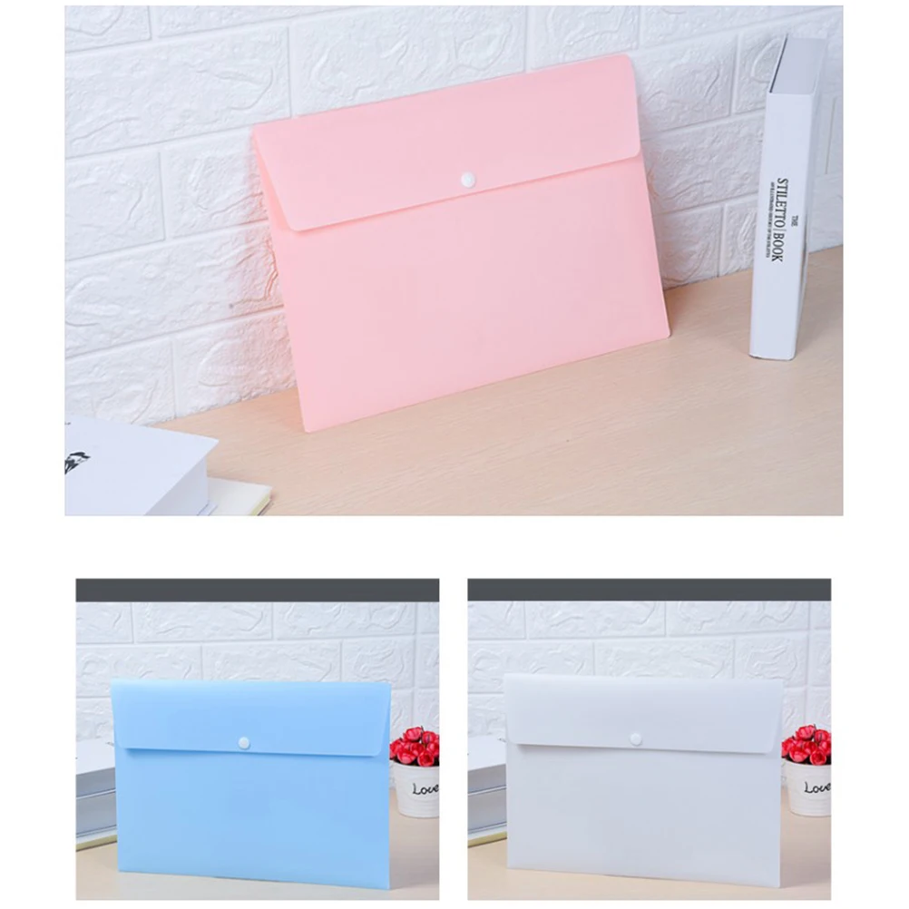 

10pc Nordic Style Pp File Folder Envelope Document Carrier Bag Paper Organizer Button Closure A4 Storage Pouch Office School