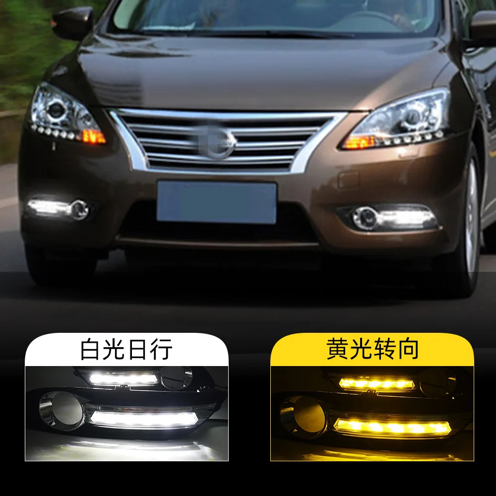 

Дневные ходовые огни для Nissan New Sylphy, дневные ходовые огни 12-15 светодиодный, потоковые указатели поворота, передние противотуманные фары