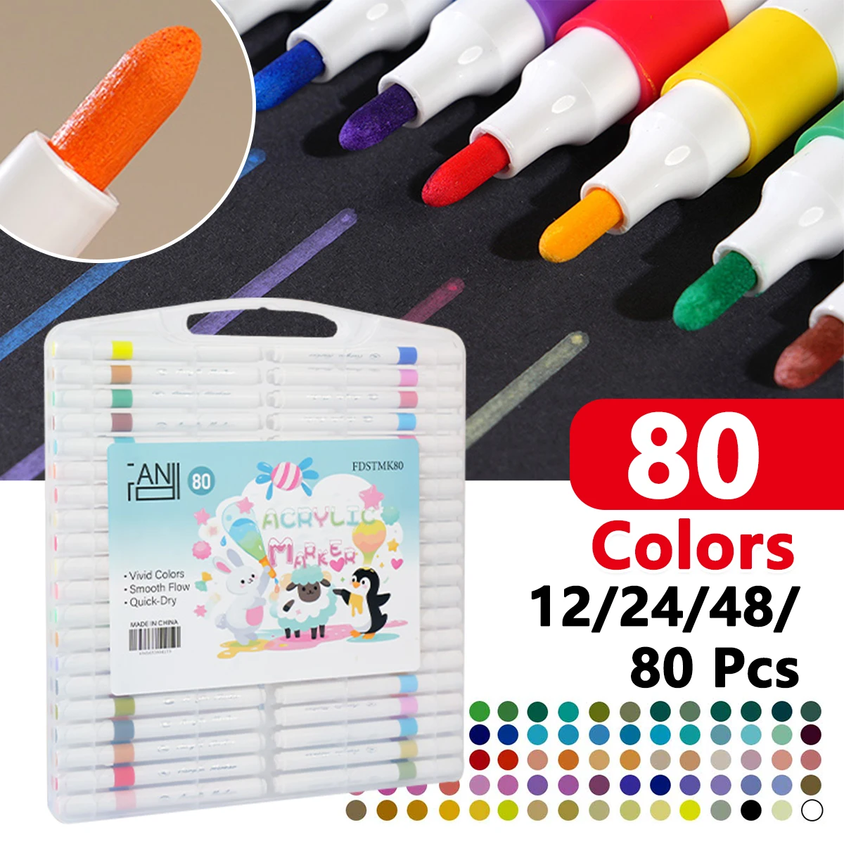 12-80 لون مجموعة الاكريليك الطلاء أقلام تلوين القلم روك اللوحة للأطفال الكتابة على الجدران حجر السيراميك الزجاج الخشب Crafts بها بنفسك الحرف لوازم الفن #1