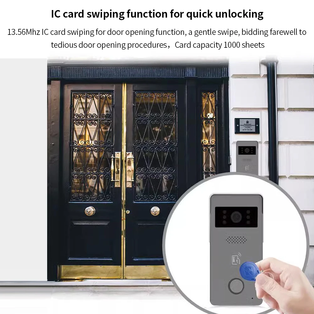 Support Tuya App 2-Wire Analog 7 inch IP Video Intercom Kit Color Touch Screen Wifi Doorbell for RFID Access Control System