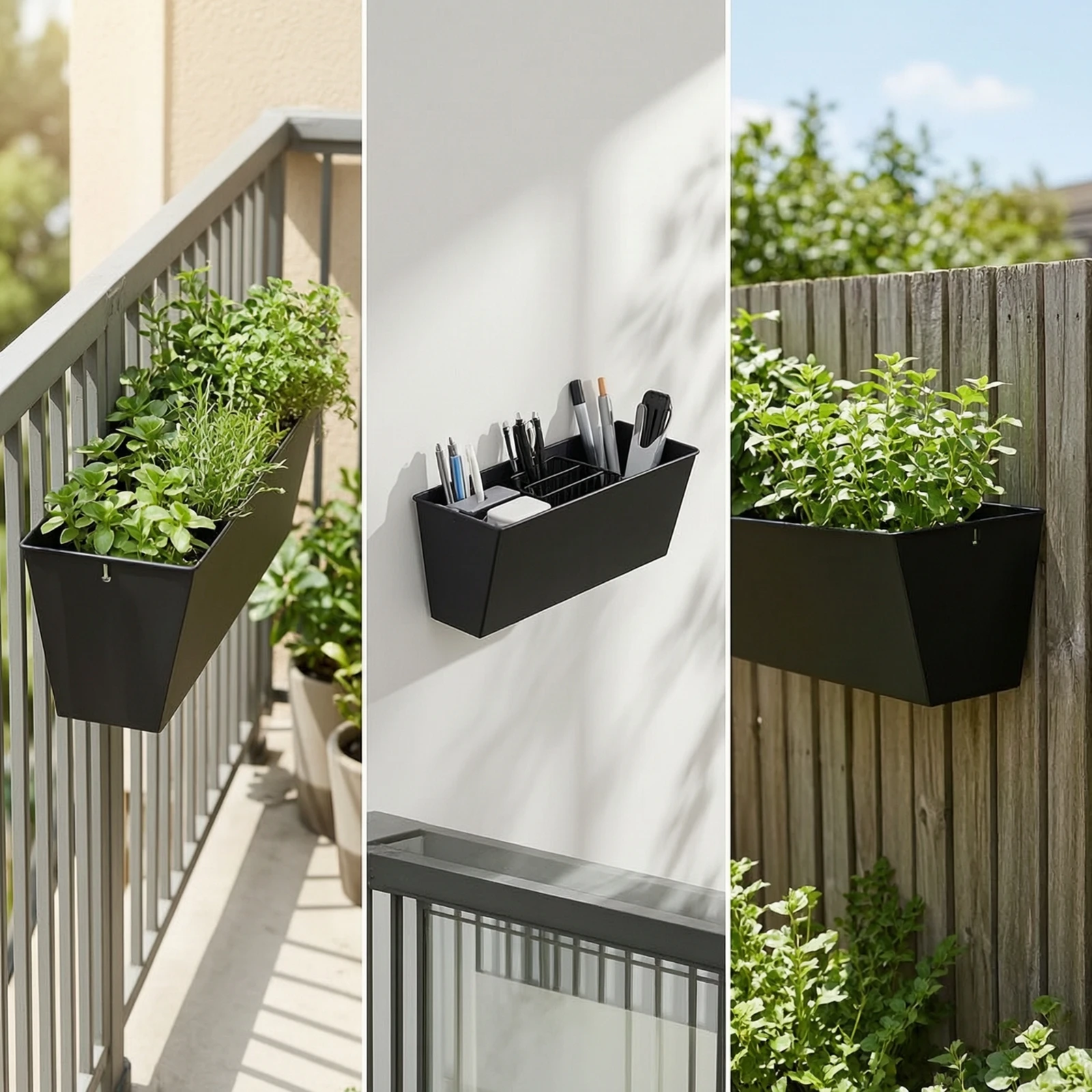 3 Pieces Wall Planter with Hooks Tapered Wall Mounted Planter Long-Lasting Easy to Install for Gardeners, Balcony, Patio