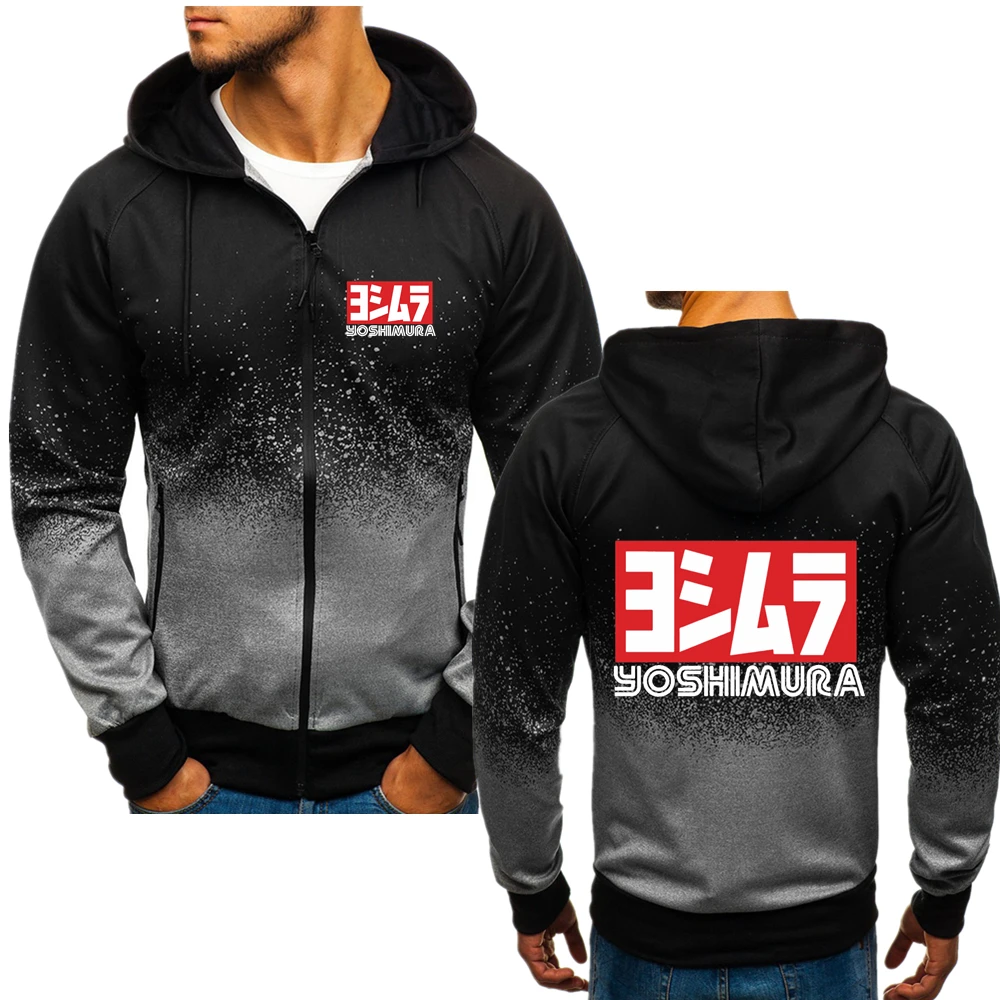 2022 New Autumn Selling New Yoshimura Brand Printed Mens Cotton Loose Comfortable Gradient Color Men Fashion Popular Hoodie Tops