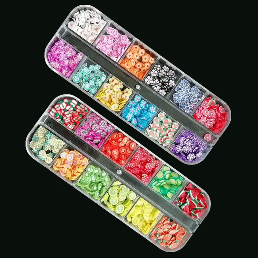 

12 Grids Manicure Sequins DIY Crystal Mud Polymer Clay Nail Beauty Filling Tools Durable Practical Long Term Use