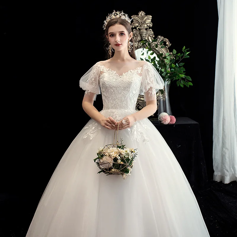 

European and American Wedding Dress 2026 Autumn New Style Light Luxury Slimming Bridal Wedding Dress Large Lace Long Dress