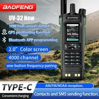New BAOFENG UV-32 Walkie Talkie GPS 10W Bluetooth APP Programming Multi Band Wireless Copy Frequency Type-C UV32 Ham 2 Way Radio