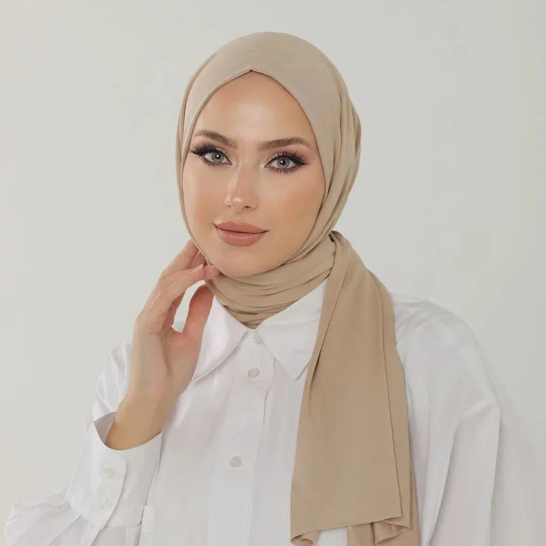 Elegant Solid Color Muslim Hijab For Women Premium Soft Cozy Chiffon Scarf Classic Versatile Shawl Or Head Wrap