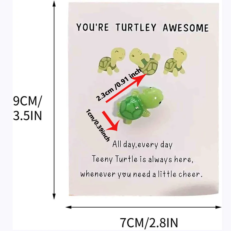 Emotional Support,You're Turtley Awesome, Turtle Motivational Gift, Cute Green Turtles Decoration, Friendship Gifts With Card image 5