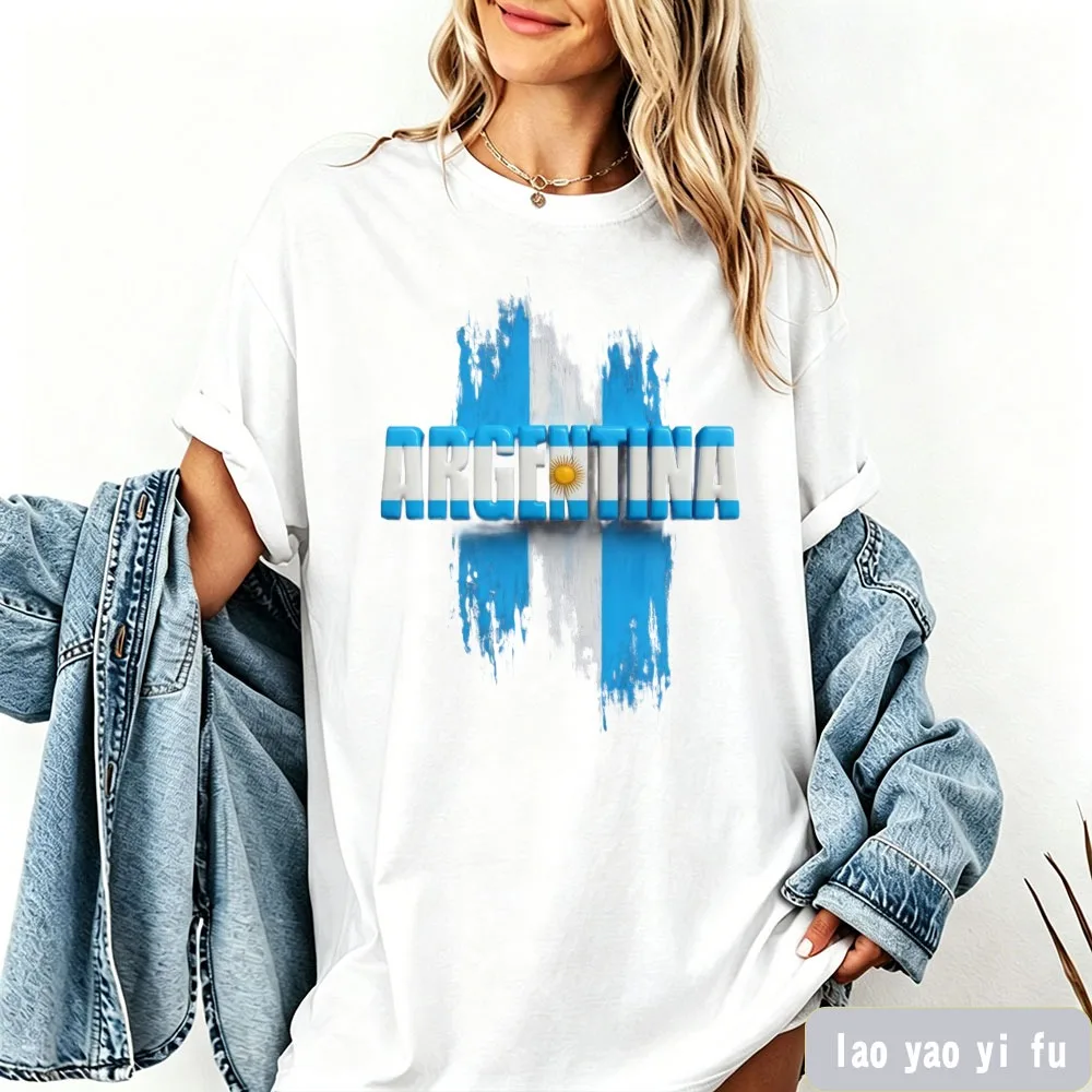 Argentina Flag T-Shirt National Pride Clothes The Retro Flag Design of Argentina Clothes Women Holiday Leisure and Vacation Tops