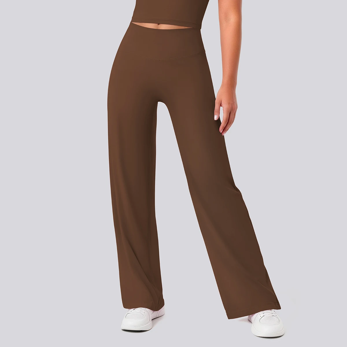 Rooftrellen Damen-Sporthose, Schlaghose, Hochgeschnittene, Lose Weite Hose, Einfarbig, Dünne Fitness-Sporthose für Frauen – Detail 5