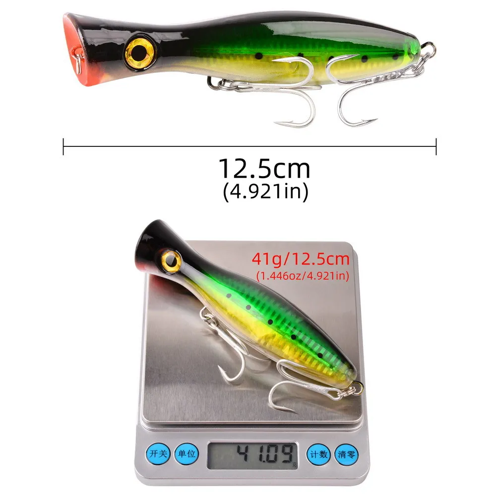 12.5CM 41g Big Popper Wobbler Fishing Lures Floating Bait Topwater Lure Whopper Saltwater Lures Isca Artificial Pike Tackle view 3