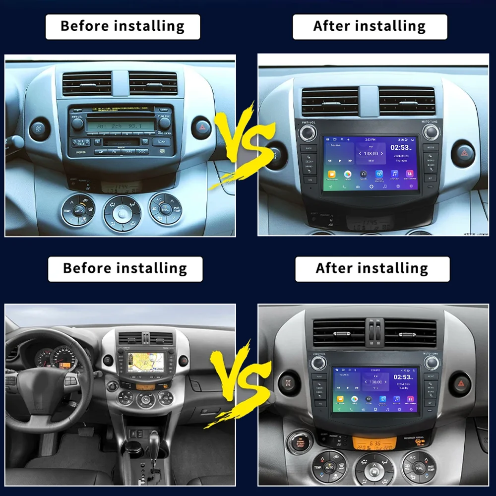2 Din Carplay Android Auto GPS Navigation 7'' Multimedia Player for Toyota RAV4 Rav 4 2006-2012 FM Audio Stereo Head Unit