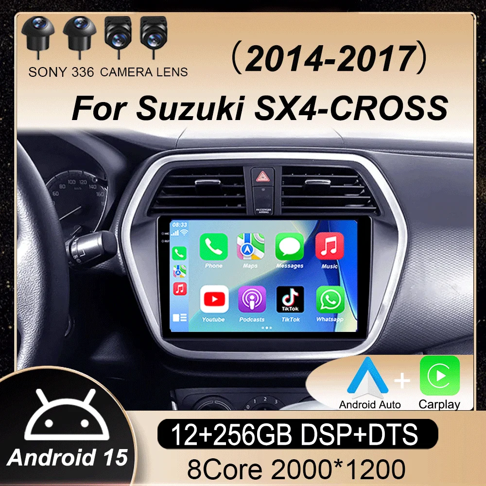 

Android 15 Carplay Auto WIFI+4G Car Radio For Suzuki SX4-CROSS 2014-2017 Multimedia Video Player Navigation GPS Stereo Head Unit