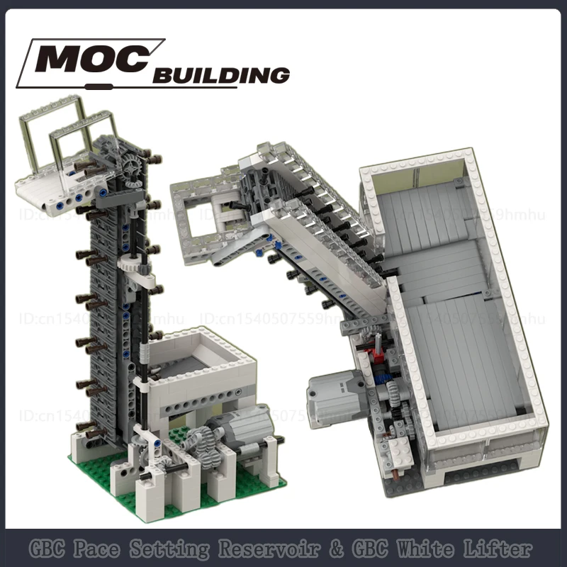 GBC Module Vertical Conveyor White Lifter And Pace Setting Reservoir Model Motor Machine Technology Bricks DIY Assembly Toy Gift