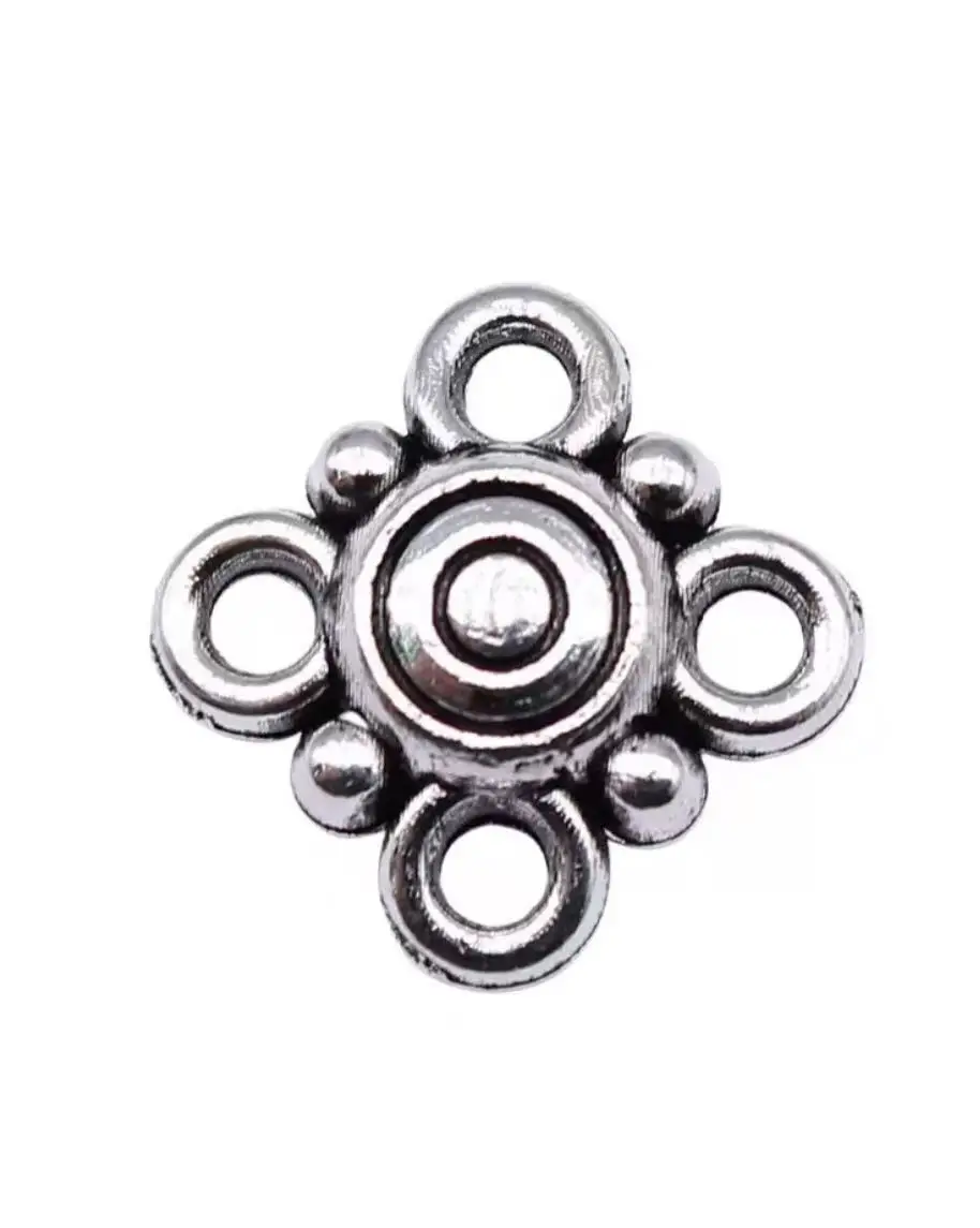 

20pcs 15x15mm Zinc alloy metal tibetan silver color plated 4holes connector T0019