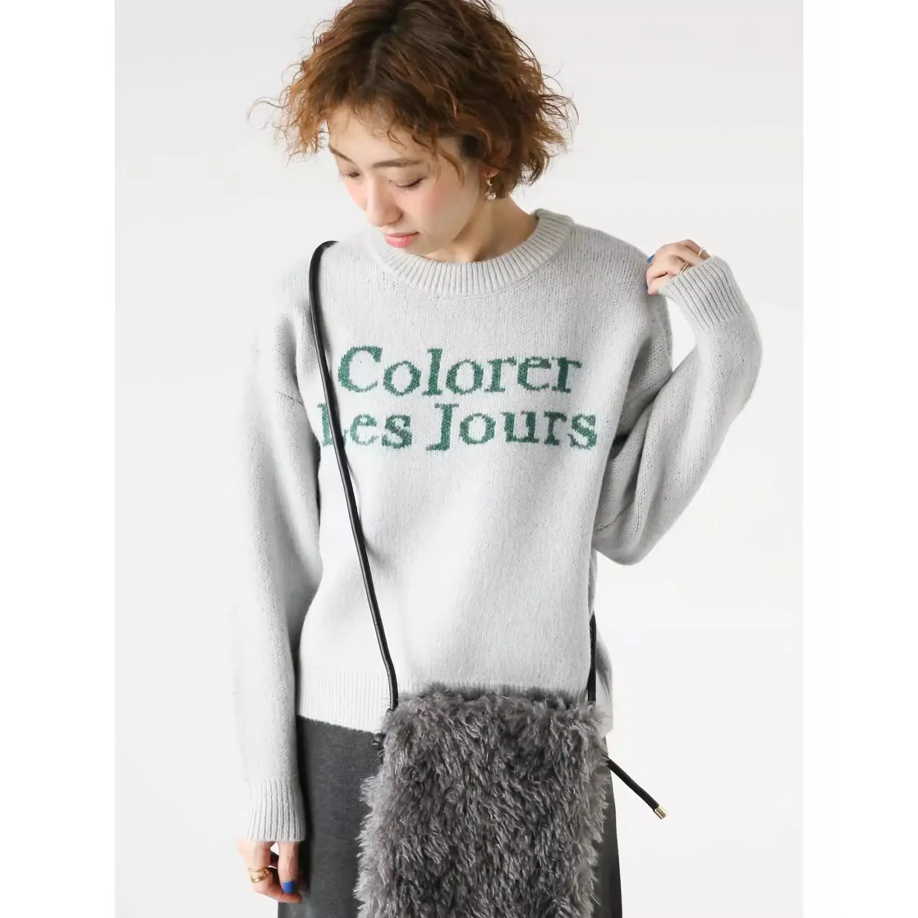 

Теплый удобный женский круглый свитер Ne с буквенным принтом, повседневный трикотаж на осень-зиму, однотонный трикотаж C004, Cuser Sup...