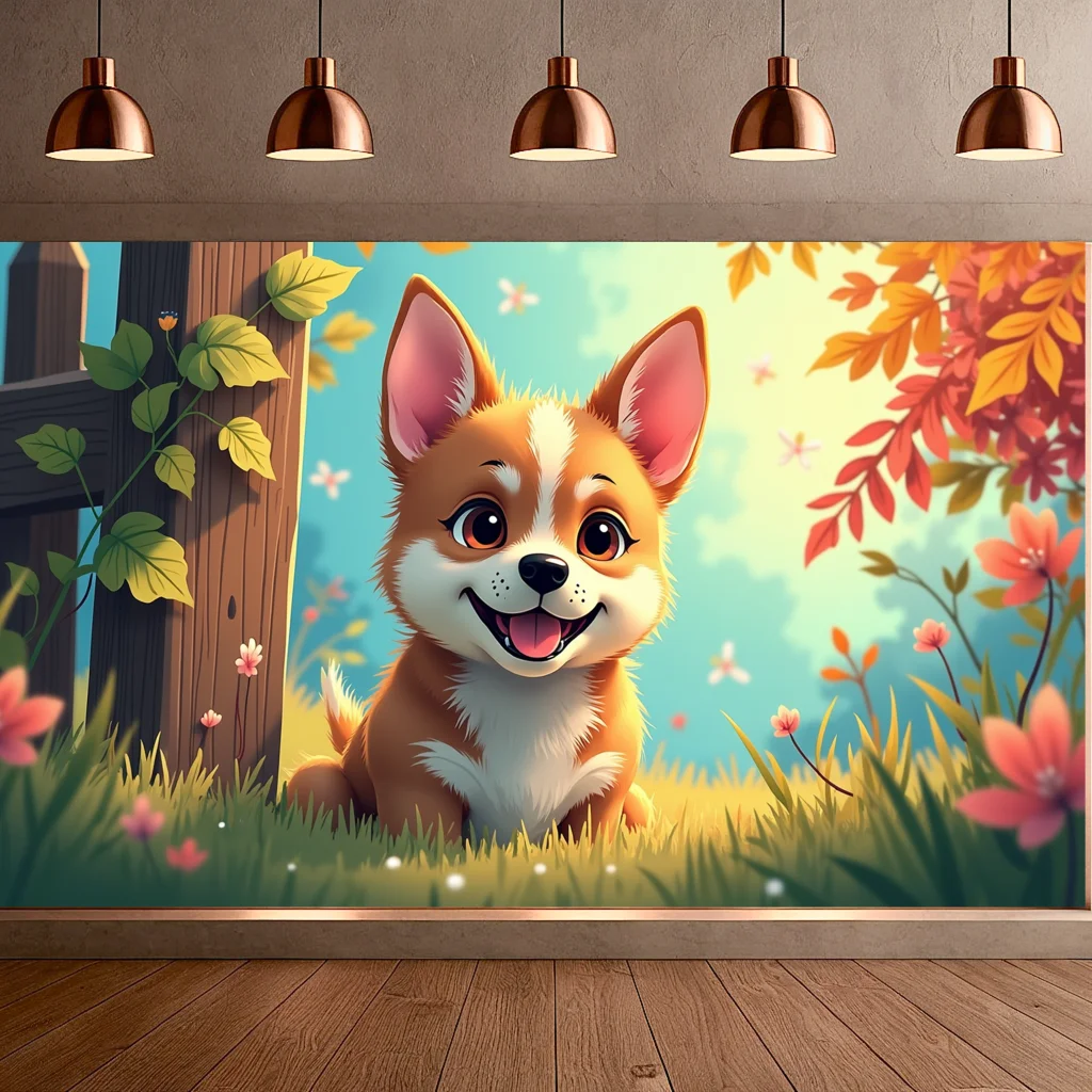 Pano de fundo impresso personalizado de banner de cachorrinho fofo para festas ao ar livre, lojas de animais de estimação, exposições, sessões de fotos, fundo de poliéster