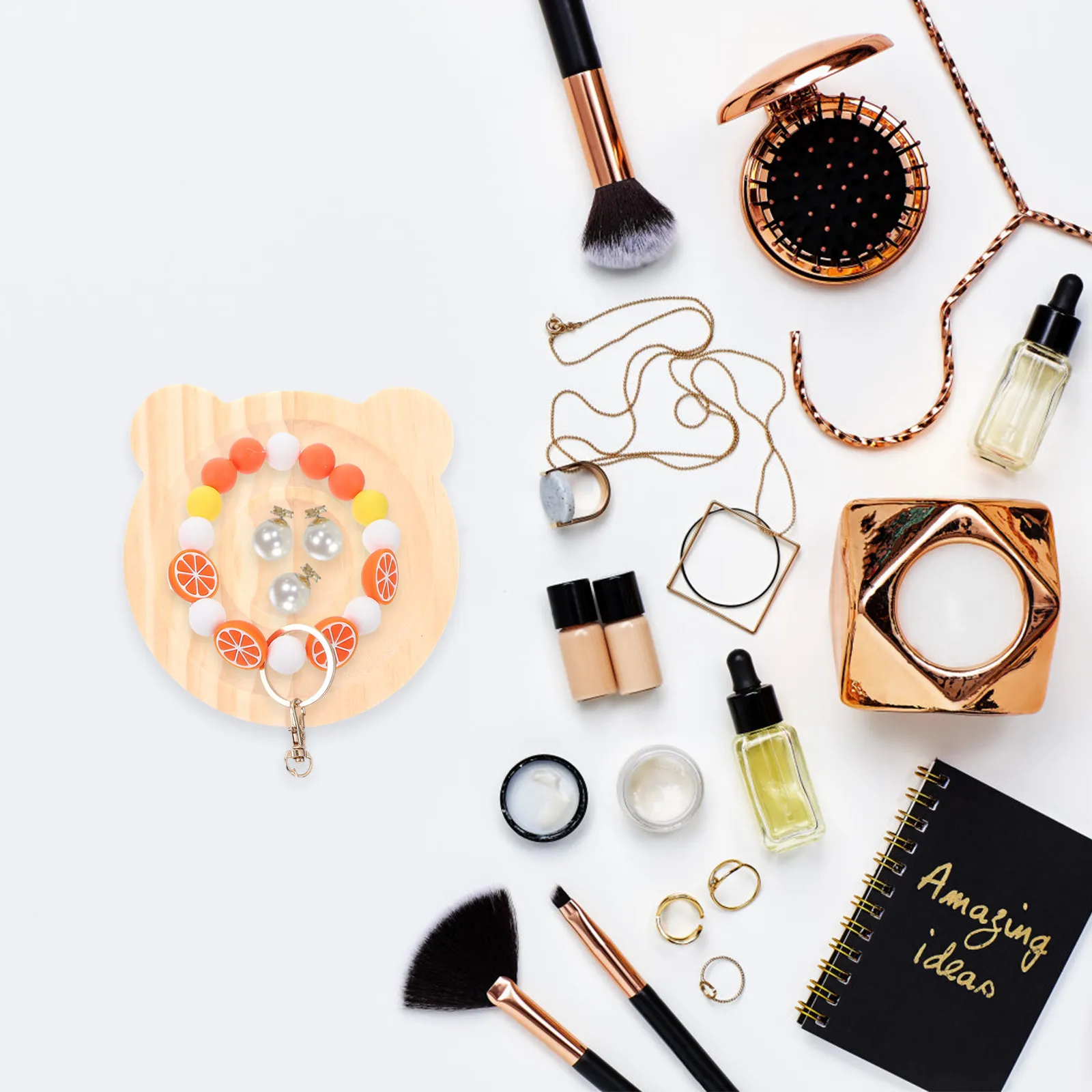 

Jewelry Display Tray Wooden Bracelet Holder for Bangle Beaded Bracelets Plate Decorative Storage Organizer Desktop Display Stand