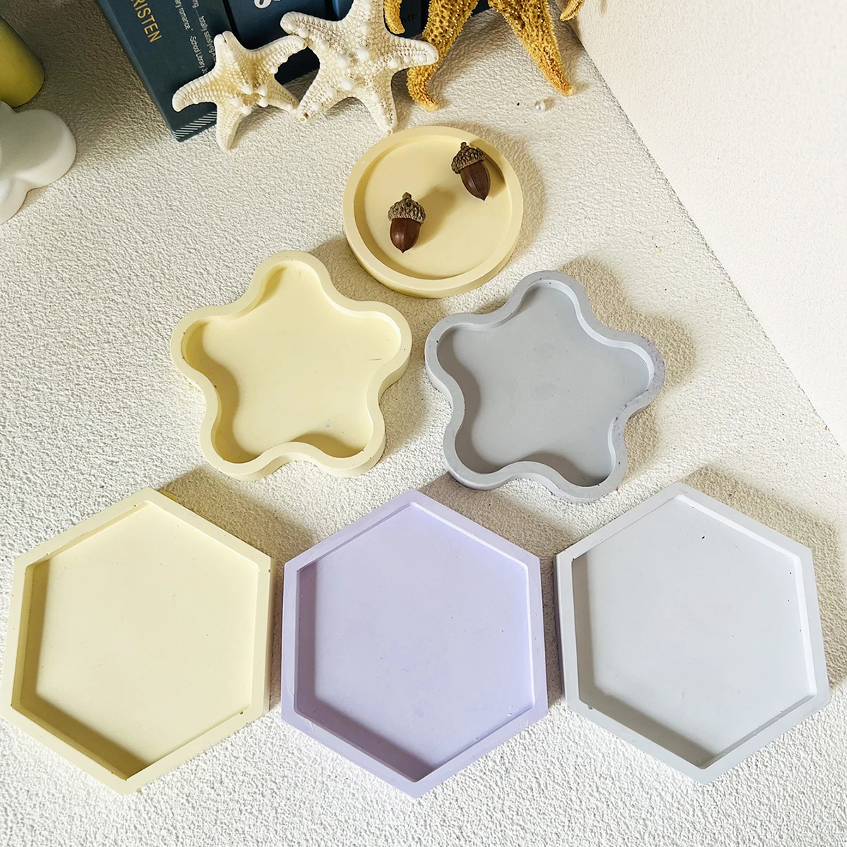 Carousel Storage Jar Silicone Mold Cement Candle Jar Container Concrete Mold Pen Holder Round Hexagon Plum Tray Plaster Mold