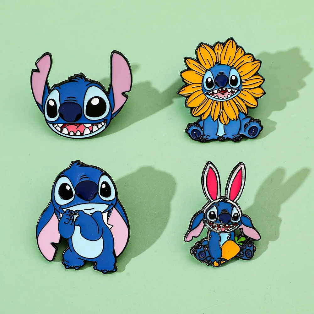 European and American Cartoon Character Metal Badge Sunflower Stitch Alloy Brooch Accessory Pin Y2k Fashion Toys Anime Cartoon