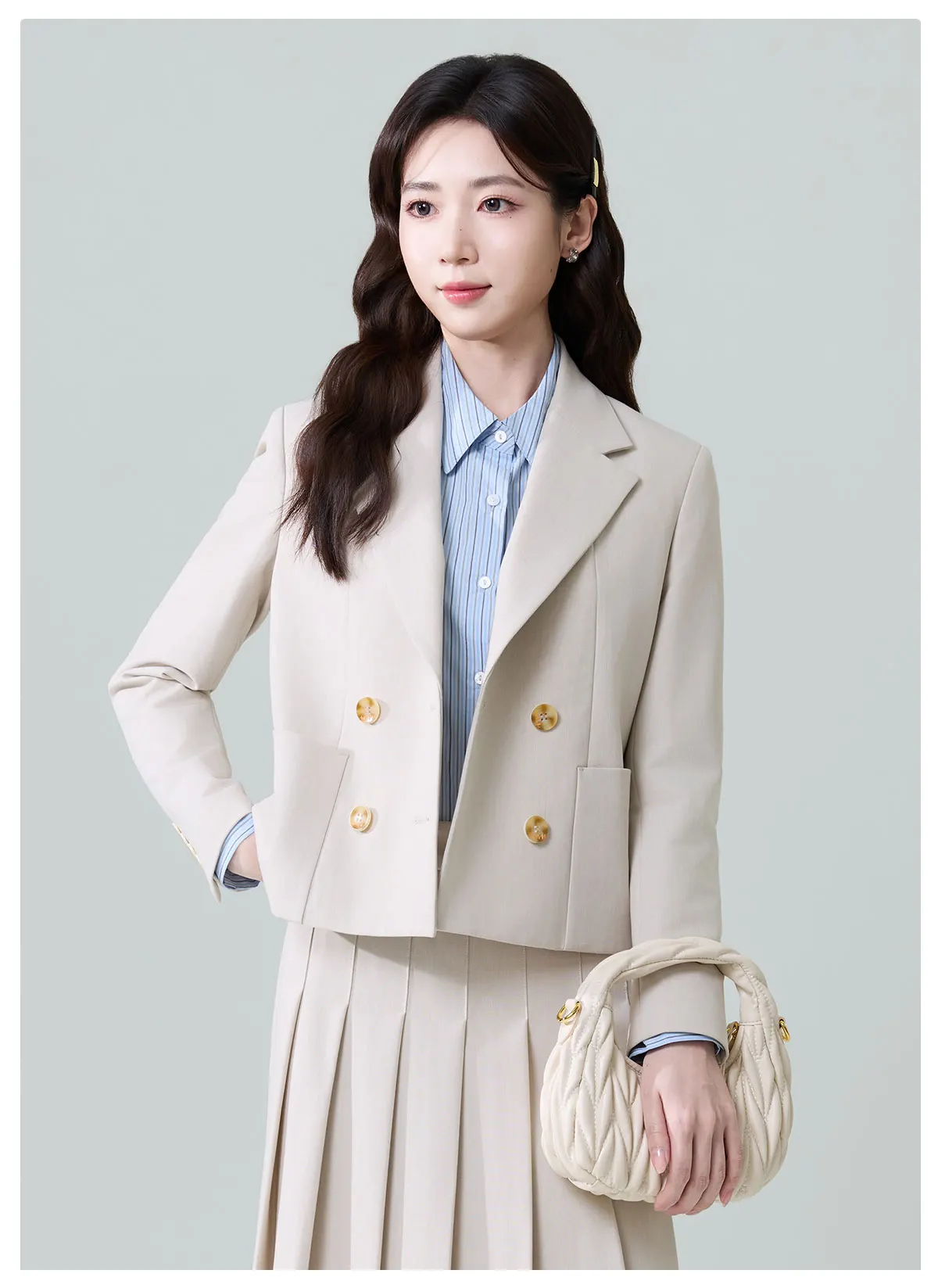 Allingentle Skirt Suit Women's 2 Piece Set Flat Collar Jacket Fashion Women Suit for Business Office Outfits Customize