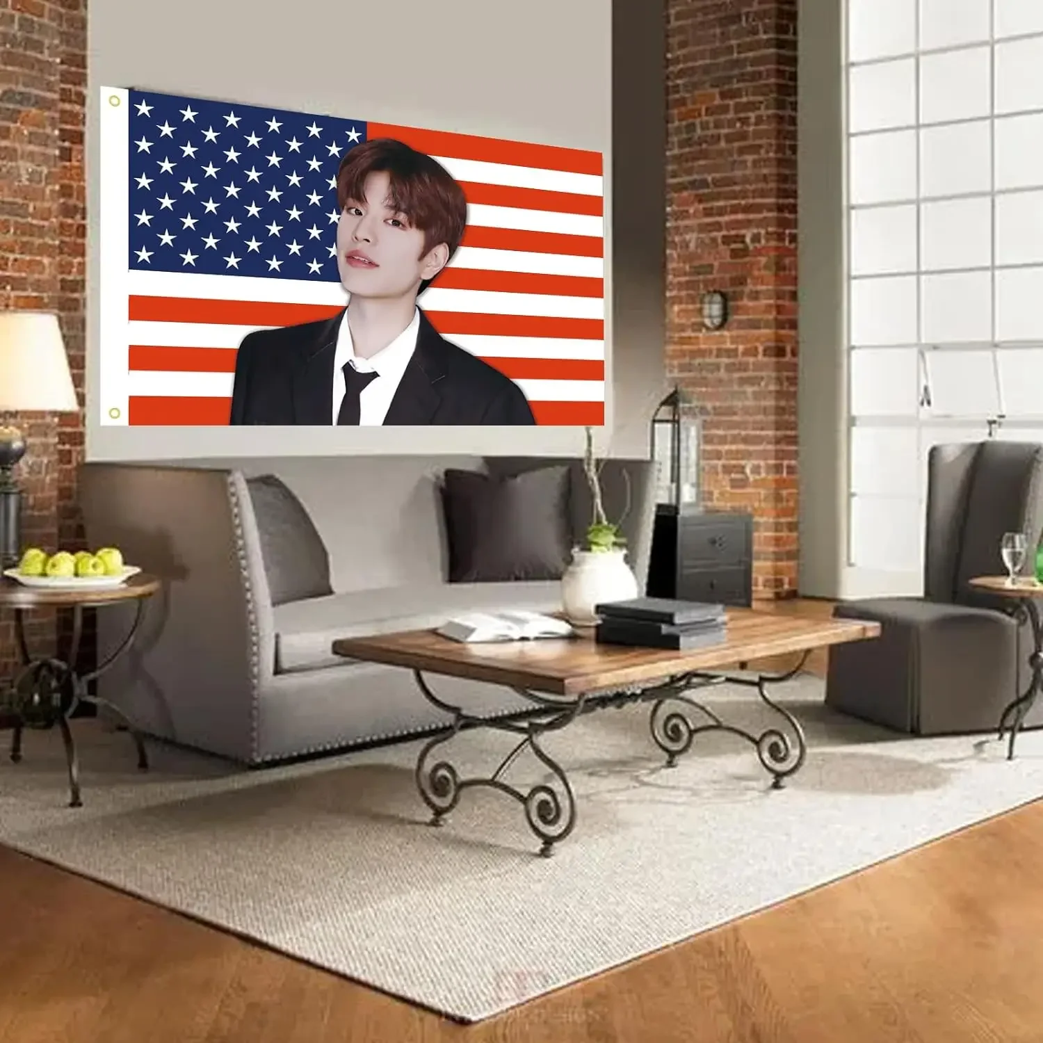 5x3 Ft Seung-min USA Flag Tapestry Poster Funny Banner For Dorm Bedroom Wall College Party Indoor Outdoor Decorations