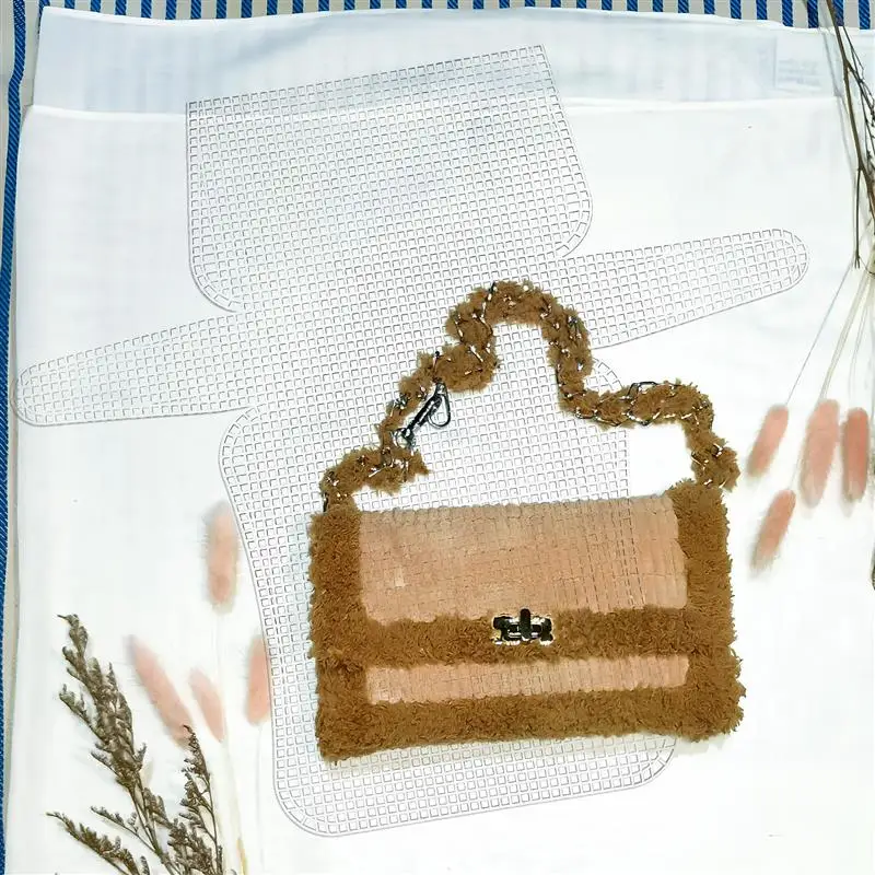 クロスステッチメッシュプラスチックキャンバス、DIYグリッドバッグ、シェイプシート、パターンキット、4個