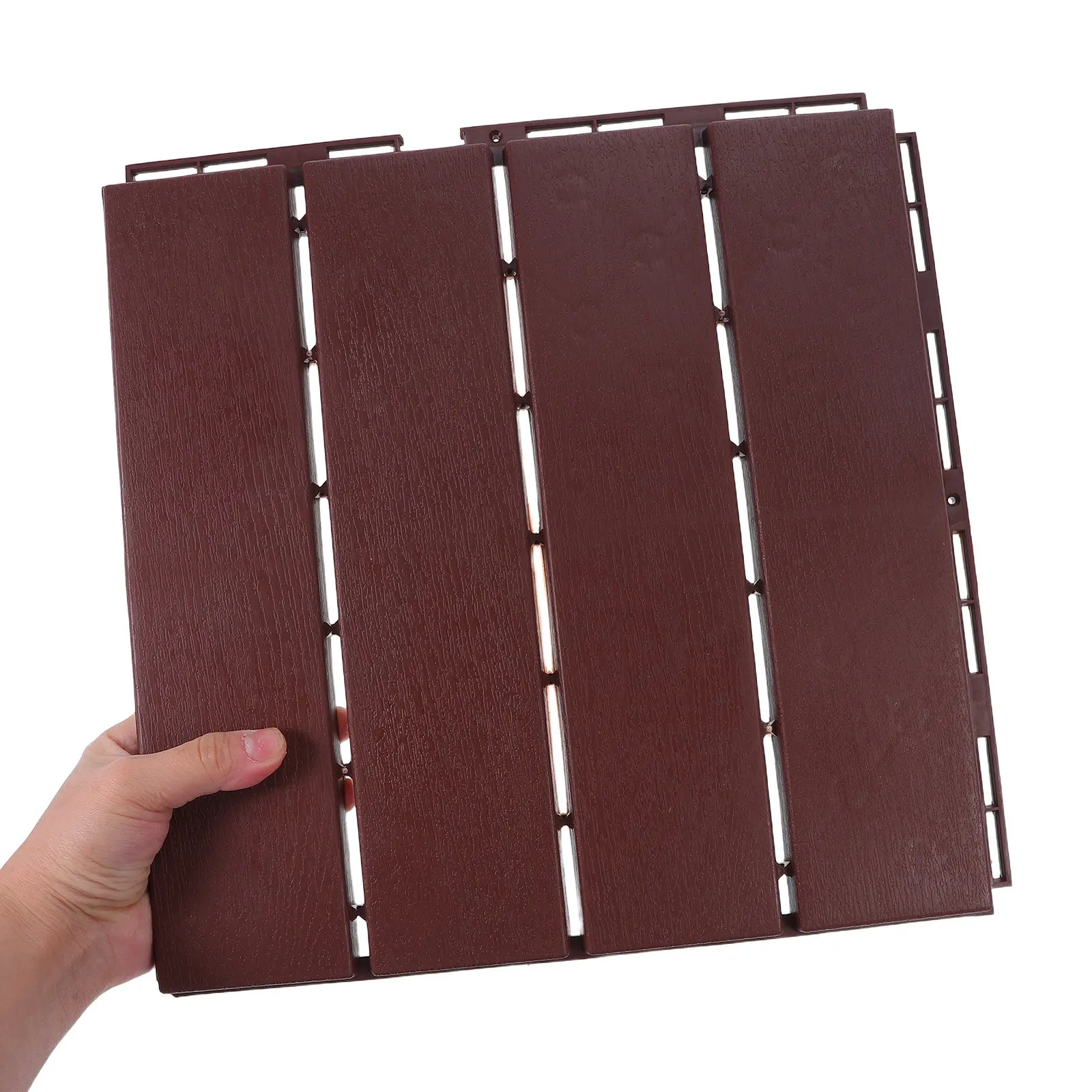 

4Pcs Wood Plastic Composite Deck Tiles Interlocking Outdoor Flooring Easy Install Waterproof for Patio Balcony Garden Decking