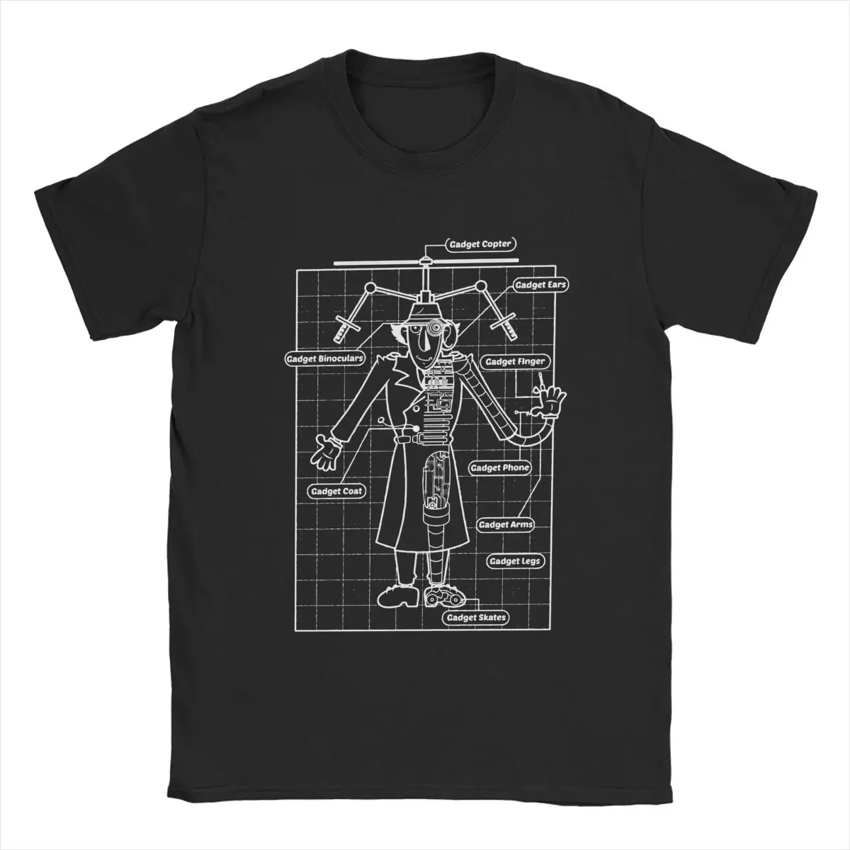 Inspector Gadget 80s Cartoon T Shirt Men's Cotton Amazing T-Shirts Round Neck Retro TV Tee Shirt Short Sleeve Tops Plus Size