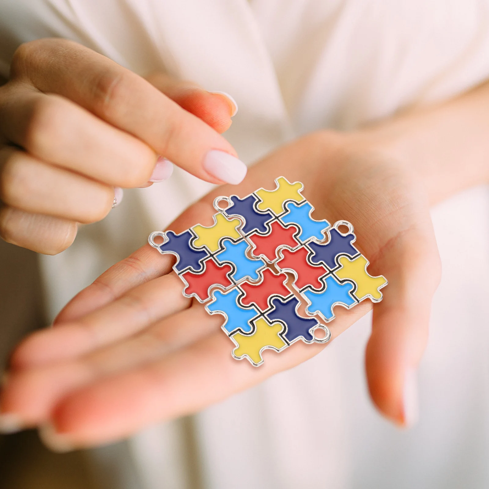 

24pcs Alloy Pendant Charms Miniature Craft Decor Pendants Heart Earrings DIY Jewelry Making Bracelet Accessories Autistic