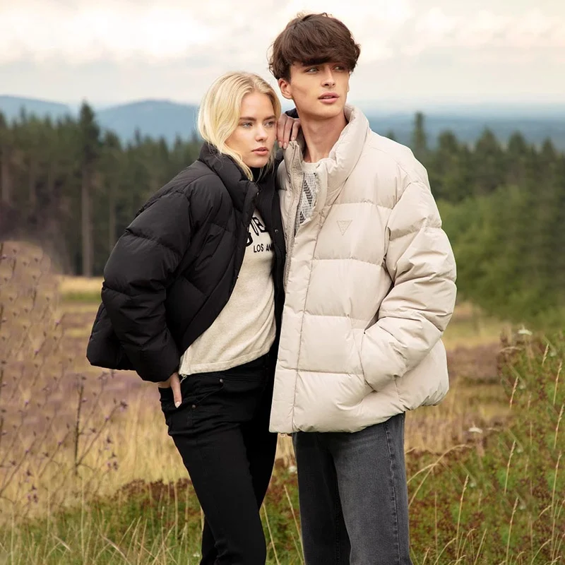 

Unisex Thickened Casual Baseball Jacket Duck down Coat Stand Collar Zipper Pocket Long Sleeve Winter Outerwear Coat